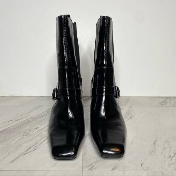 Sam Edelman Suzette Black Patent Chelsea Heeled Bootie 9M - Picture 2 of 14